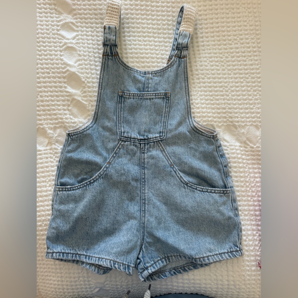 zara denim romper with crochet straps